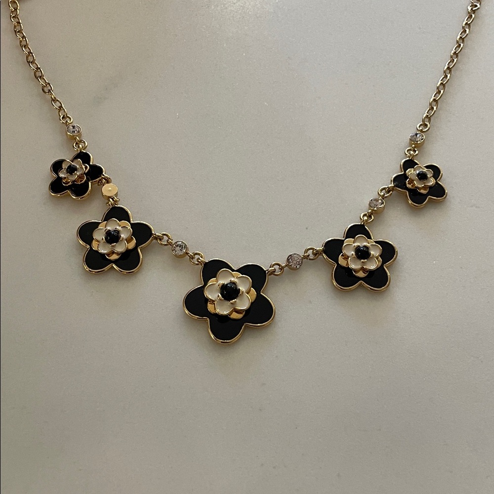 Kate Spade Black and Gold Floral Necklace